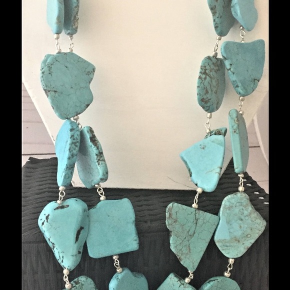 BNIB Chunky Layered Turquoise Statement Necklace - Picture 7 of 8